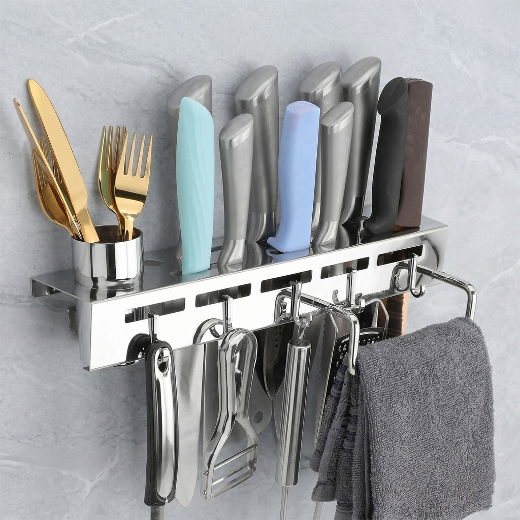 ALVENZA Wall Mounted Knife Holder Rack – Space-Saving Kitchen Organizer
