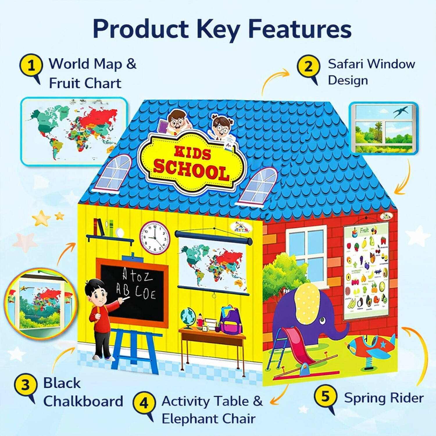 ALVENZA Kids School Play Tent House – Vibrant Educational Environment