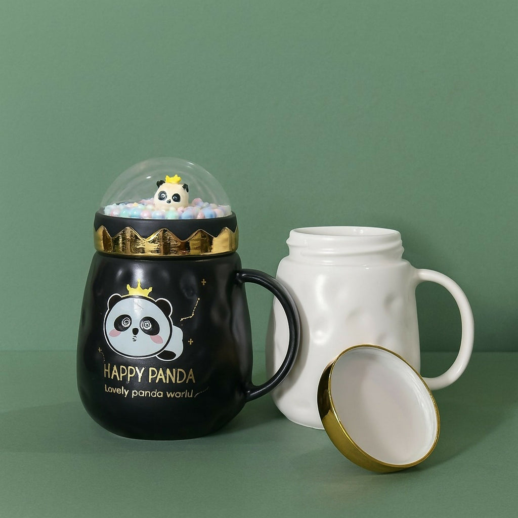 ALVENZA Panda Ceramic Mug with Dome Lid – Cute Gift for Kids & Girls