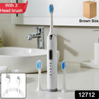 Electric Toothbrush Set – Rechargeable Sonic Cleaner with 3 Brush Heads