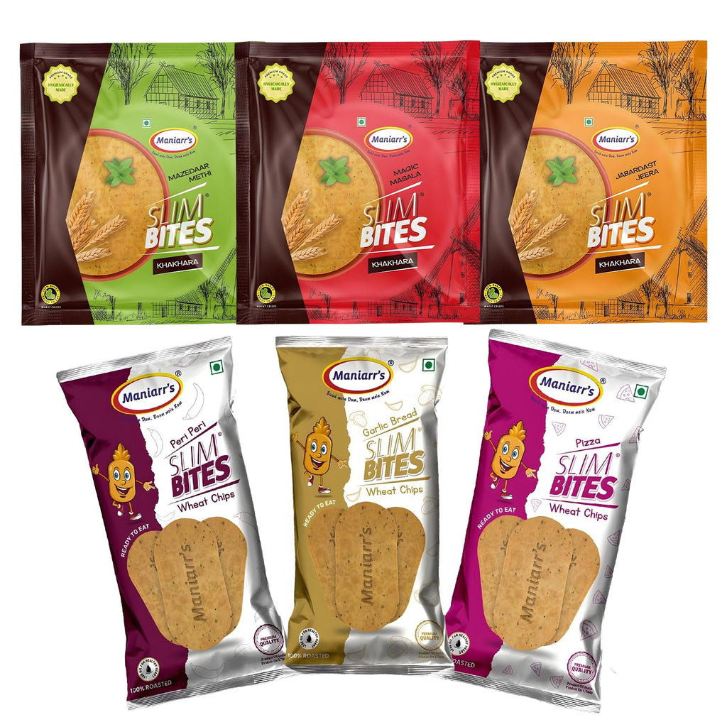 Khakhra Combo Pack Healthy Baked Wheat Chips | Maniarr's - Front View
