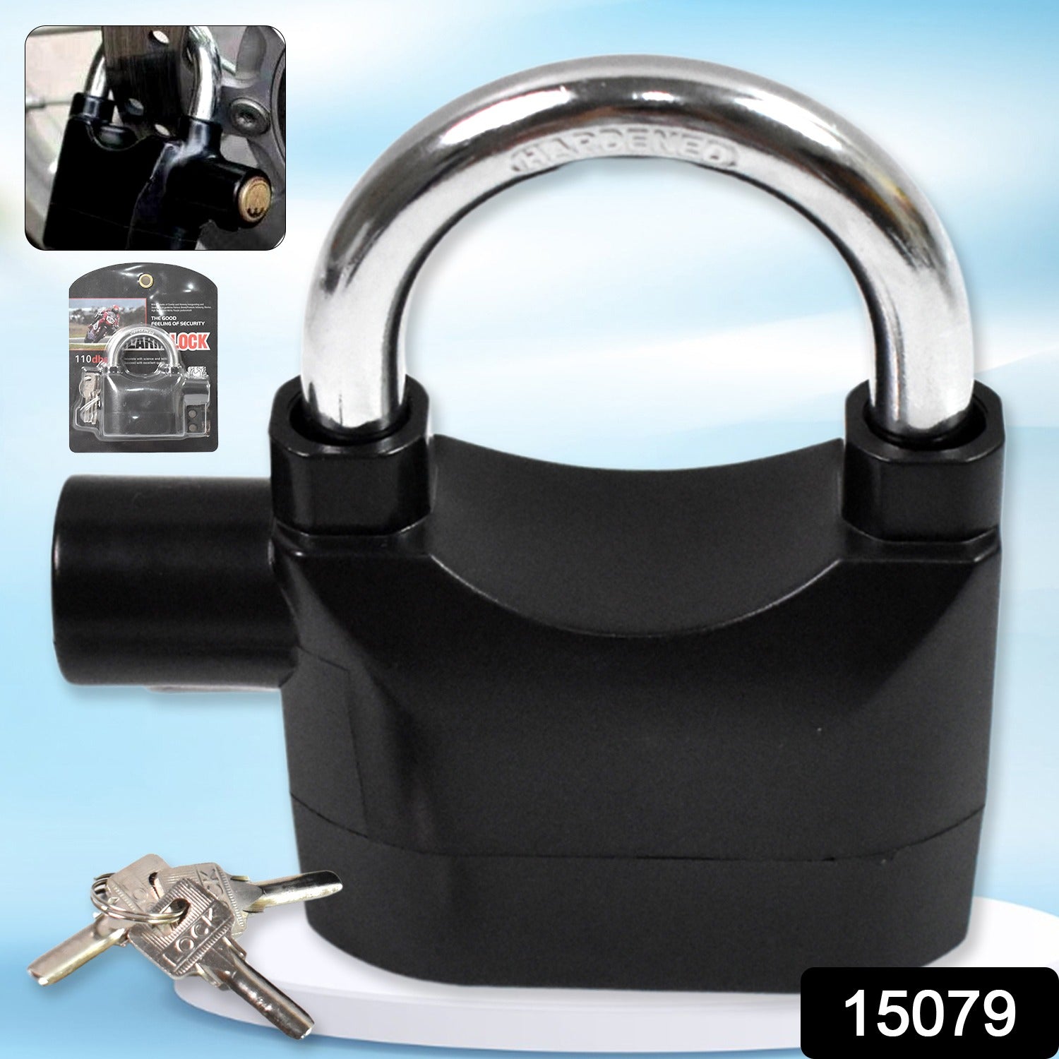 Siren Alarm Lock Waterproof Anti-Theft Padlock | VelvaBloom - Side View