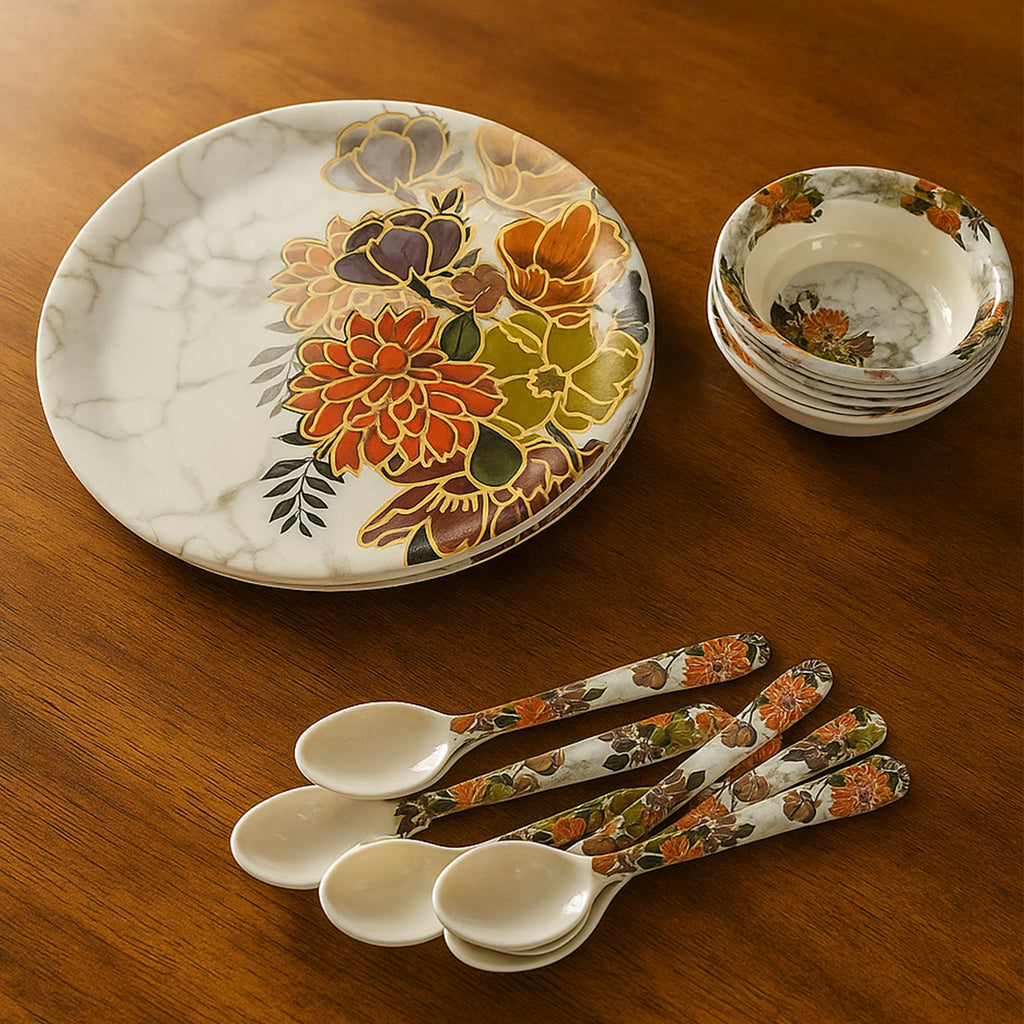 ALVENZA Plastic Dinner Set – 18-Piece Microwave & Dishwasher Safe | Jiaqi