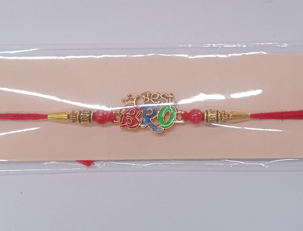 ALVENZA Best Bro Rakhi - Crown Motif with Vibrant Colorful Beads