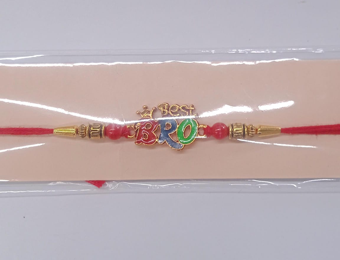 ALVENZA Best Bro Rakhi - Crown Motif with Vibrant Colorful Beads