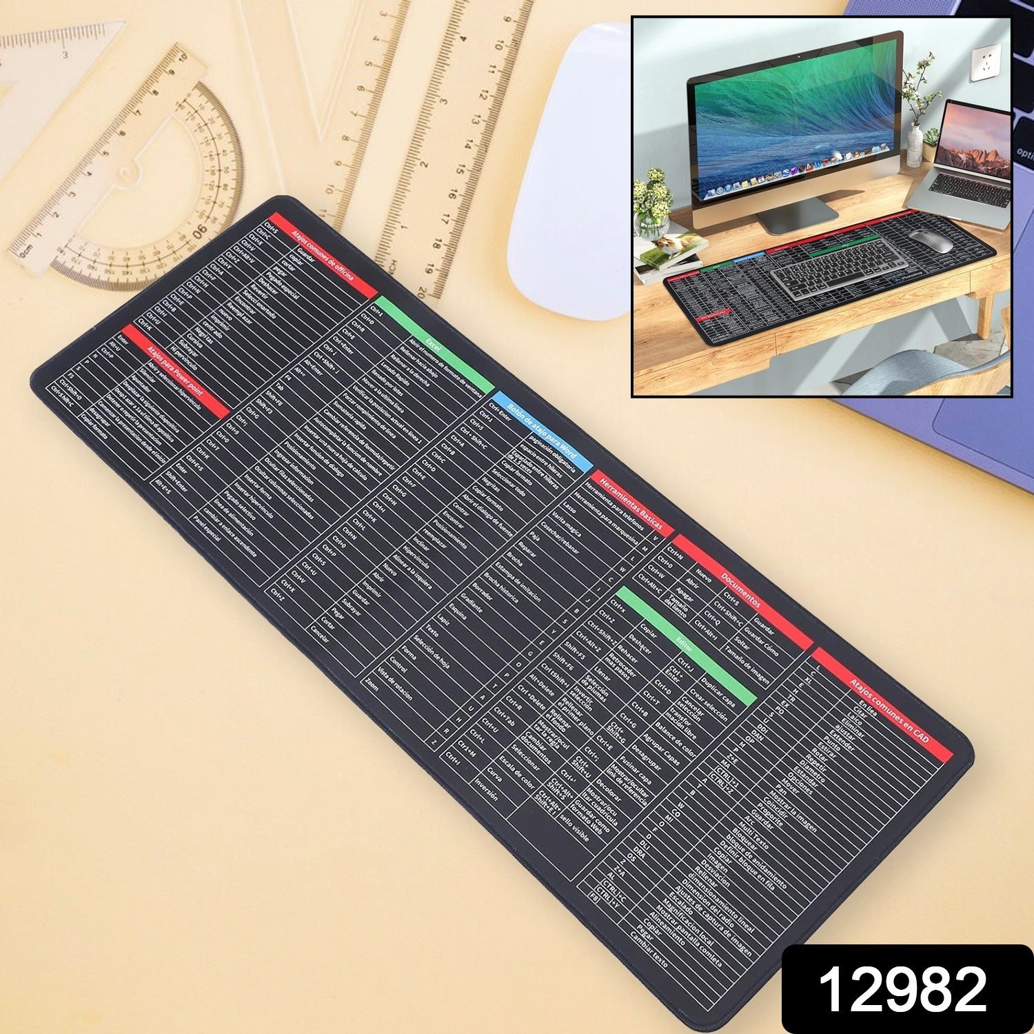 ALVENZA Shortcut Keyboard Mat – Large Anti-Slip Desk Pad | worko