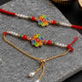 ALVENZA Premium Om Symbol Lumba Rakhi – Pearl Beads and Comfortable Thread for Brothers