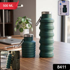 Silicone Foldable Water Bottle Space-Saving Travel & Sports Hydration - Side View