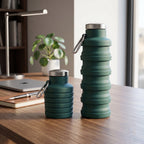 Silicone Foldable Water Bottle Space-Saving Travel & Sports Hydration - Back View