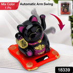 ALVENZA Waving Lucky Cat Statue – Solar Powered Wealth Decor | Styleva