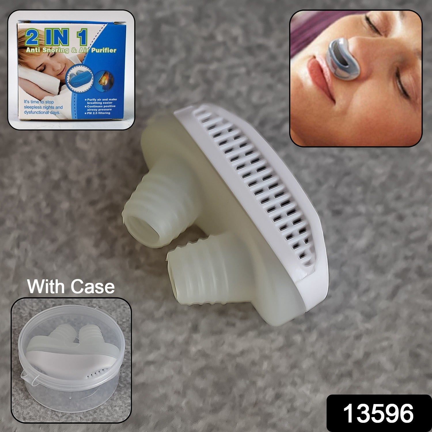Anti-Snoring Nose Clip 2-in-1 Air Purifier Device - Side View