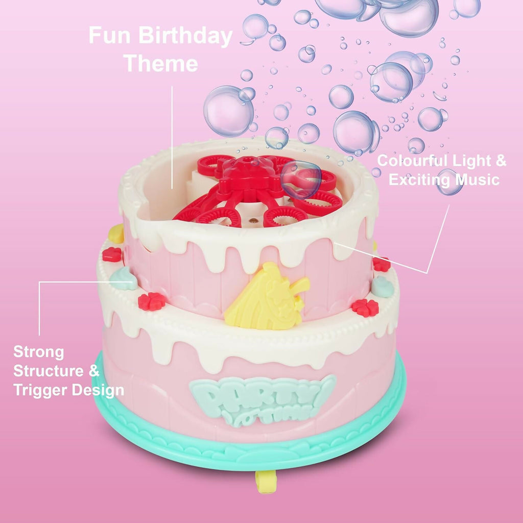 ALVENZA Kids Bubble Cake Toy – Automatic Bubble Maker with Lights & Music