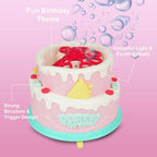 ALVENZA Kids Bubble Cake Toy – Automatic Bubble Maker with Lights & Music