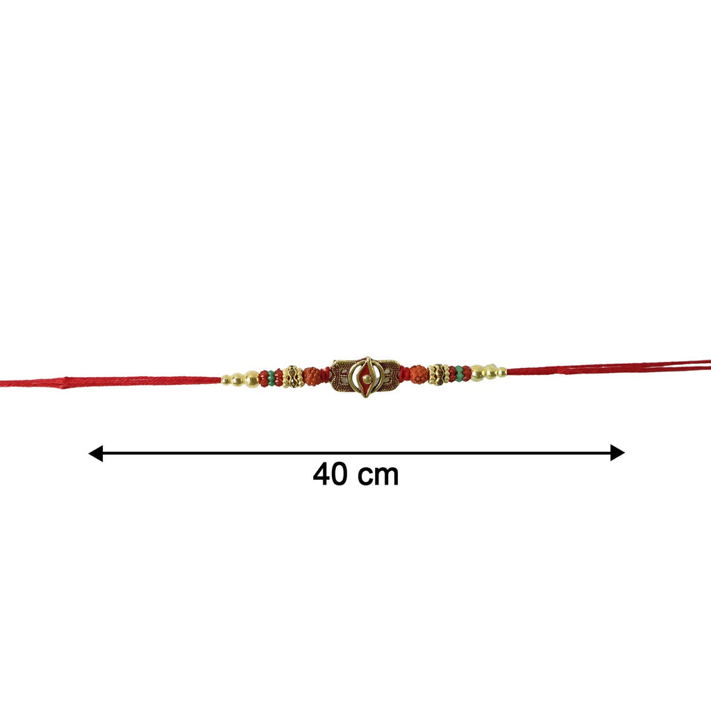 ALVENZA Rudraksha Rakhi – Antique Oxidized Design for Brother