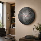 ALVENZA Modern 7-Layer Grey Wooden Wall Clock – Unique 3D Design and Silent Operation