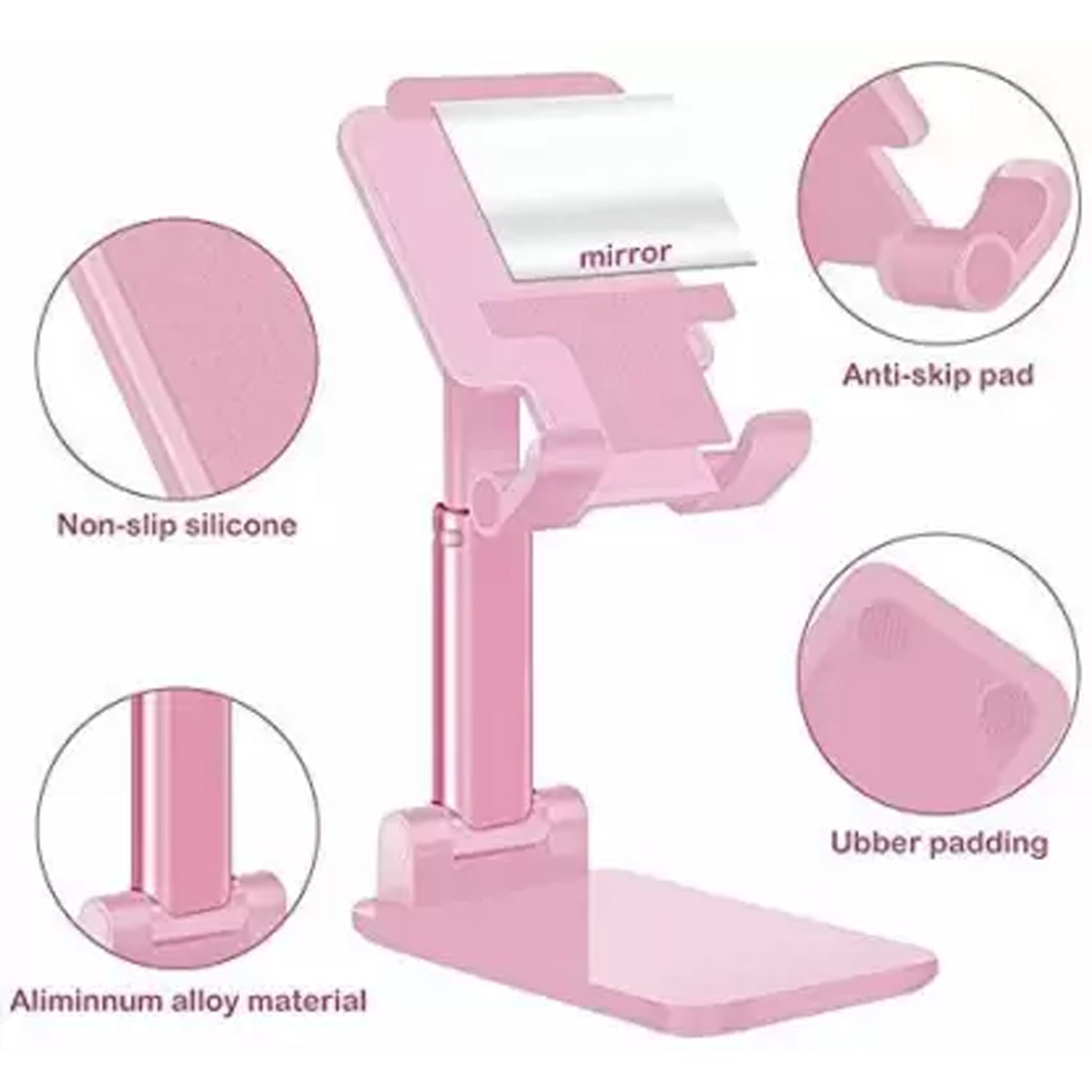 ALVENZA Adjustable Phone Stand – 3-Way Desk Mobile Holder with Mirror | Deskrova