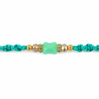 ALVENZA Turquoise Macrame Bracelet Rakhi with Mint Beads, Pearl Accents and Modern Thread