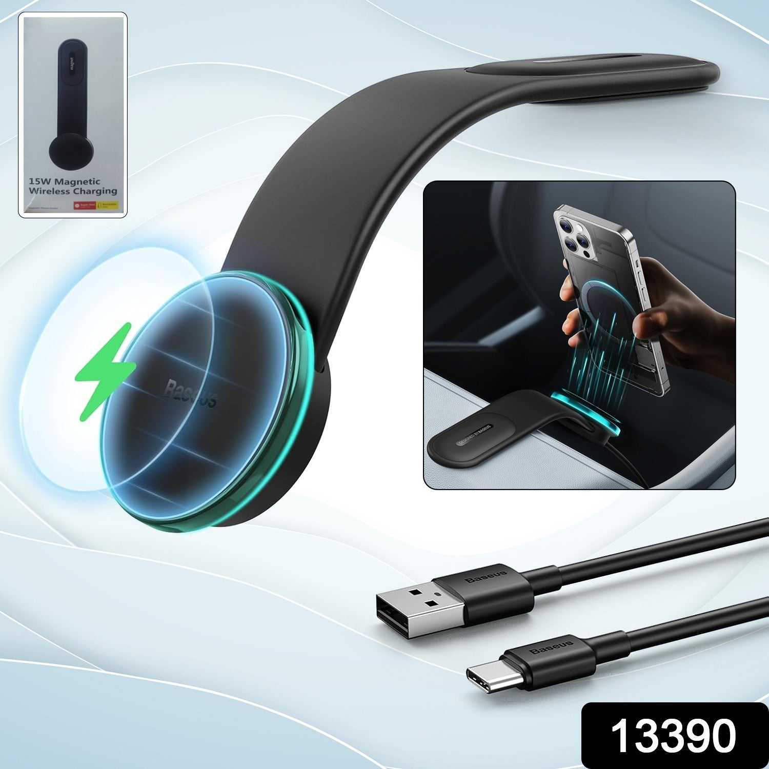 ALVENZA Wireless Car Charger – 15W Fast Charging & Secure Mount
