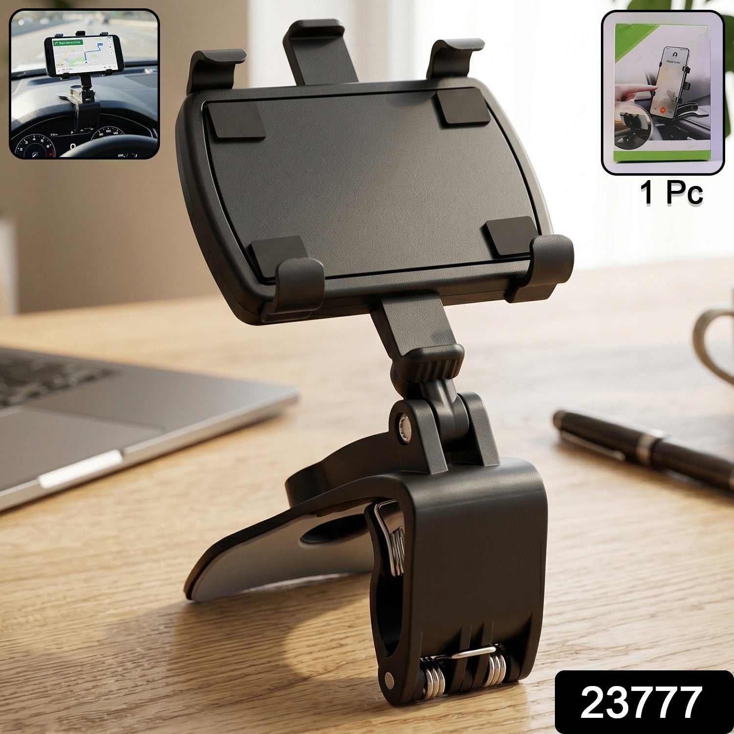 ALVENZA Car Phone Holder – 360° Rotatable Dashboard Clip Mount