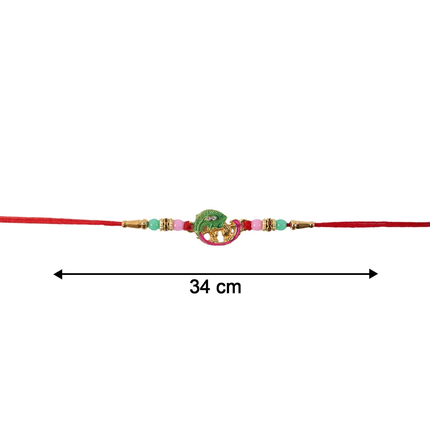 ALVENZA Mini Krishna Peacock Leaf Rakhi – Elegant Traditional Design for Raksha Bandhan