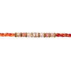 ALVENZA Silver Tone Designer Rakhi with Pastel Beads and Elegant Bracelet Style Finish