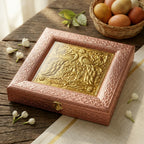 ALVENZA Antique Brass Peacock Dry Fruit Box – Elegant Dual-Tone Design