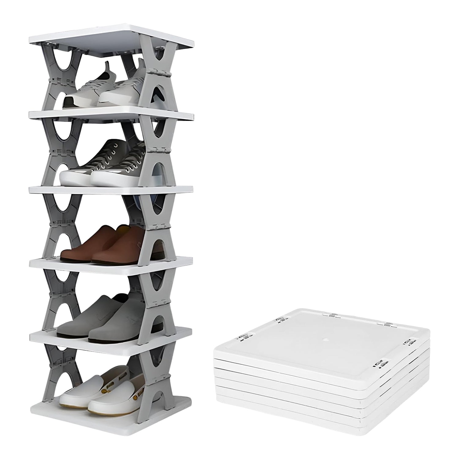 ALVENZA Foldable Shoe Rack 6-Layer – Space-Saving Organizer | Organivo