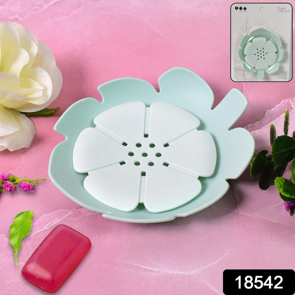 Plastic Soap Dish Self-Draining Floral Design | VelvetBubbles - Side View