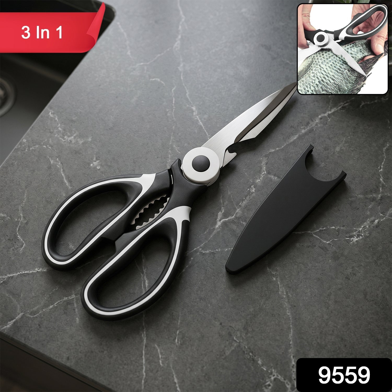 3 in 1 Kitchen Scissors Sharp & Versatile for Home & Kitchen - Side View
