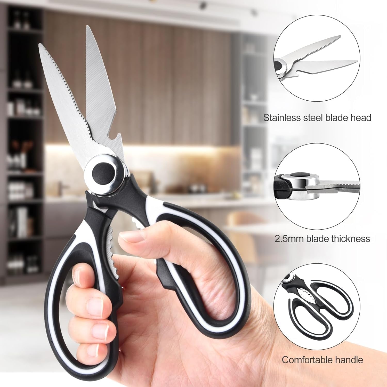 3 in 1 Kitchen Scissors Sharp & Versatile for Home & Kitchen - Back View