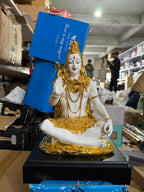 ALVENZA Lord Shiva Meditation Idol – Elegant Golden Finish for Spiritual Spaces