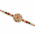 ALVENZA Kundan Rakhi - Elegant Floral Golden Design for Raksha Bandhan