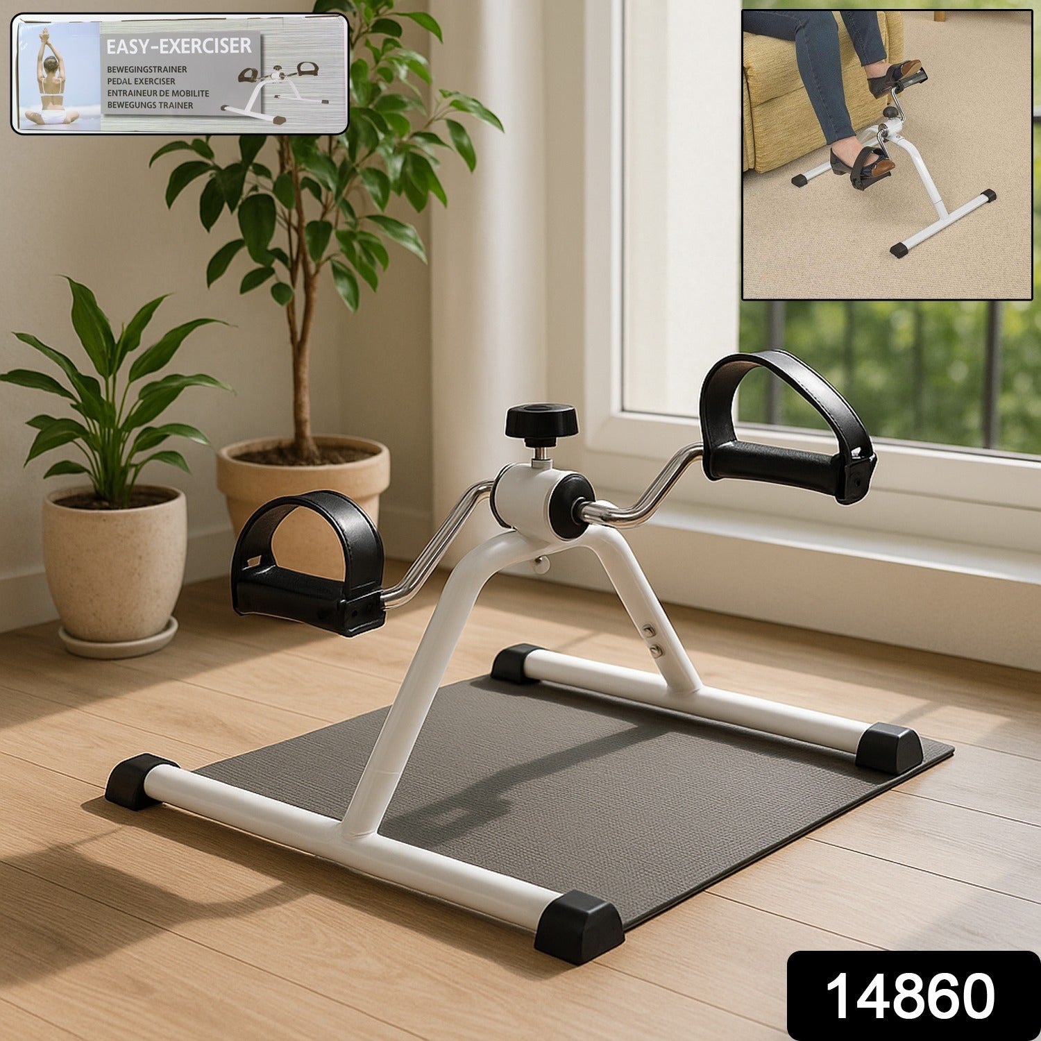 Mini Pedal Exerciser Compact & Portable Home Workout Equipment - Side View