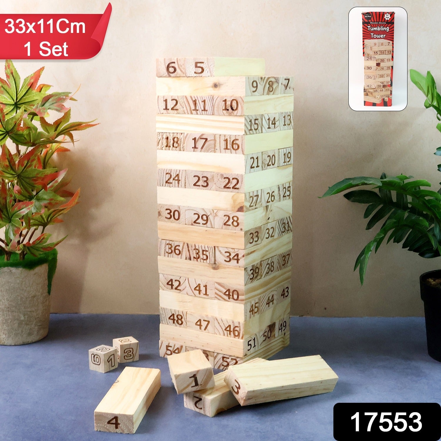ALVENZA Numbered Wooden Tumbling Tower – Classic Stacking Game Fun