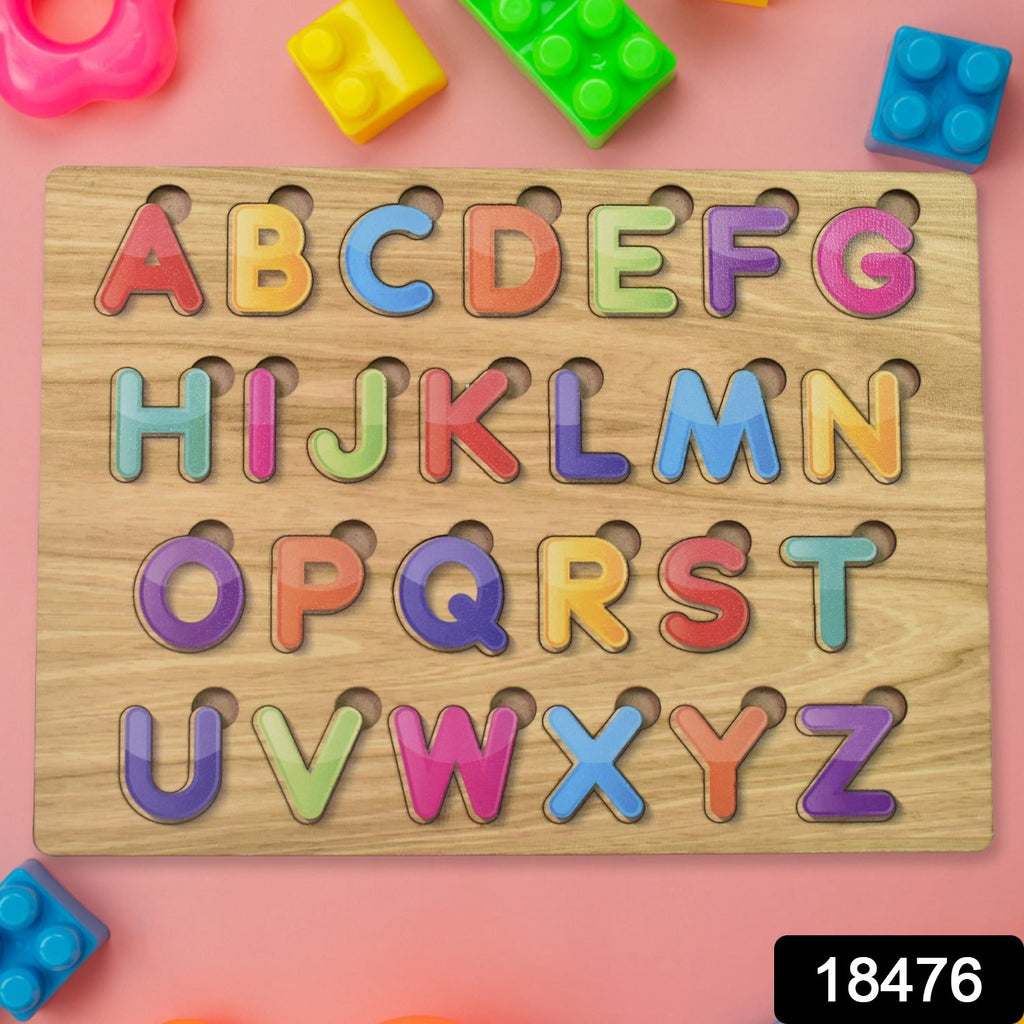Wooden ABC Puzzle Shapes Learning Board for Toddlers | Little Learners - Side View