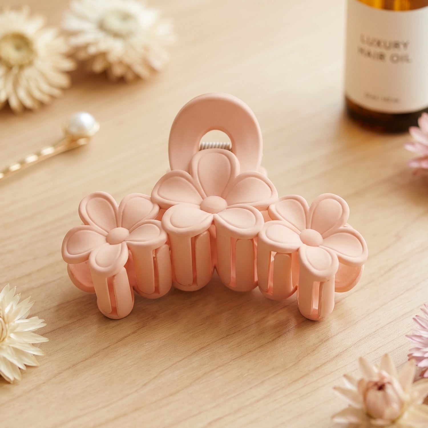 Large Plastic Hair Clip Elegant Flower Design for Women