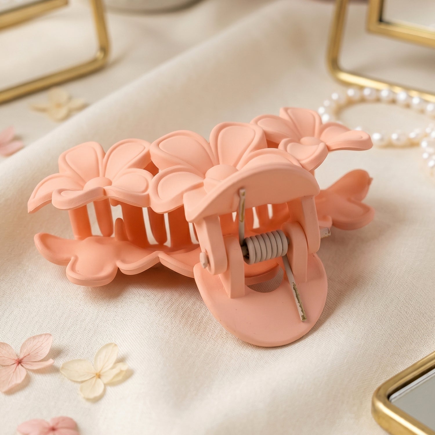 Large Plastic Hair Clip Elegant Flower Design for Women - Back View