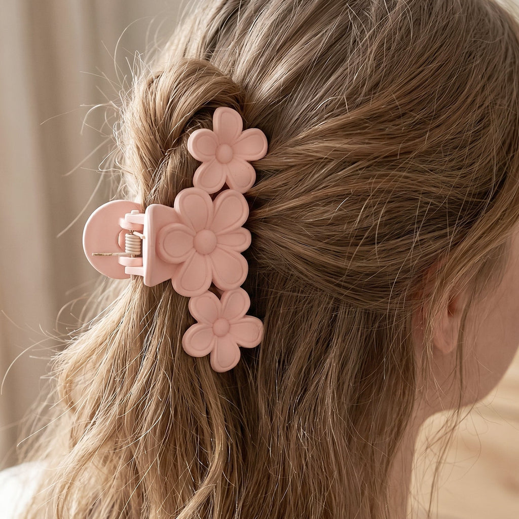 Large Plastic Hair Clip Elegant Flower Design for Women - Detail View 7