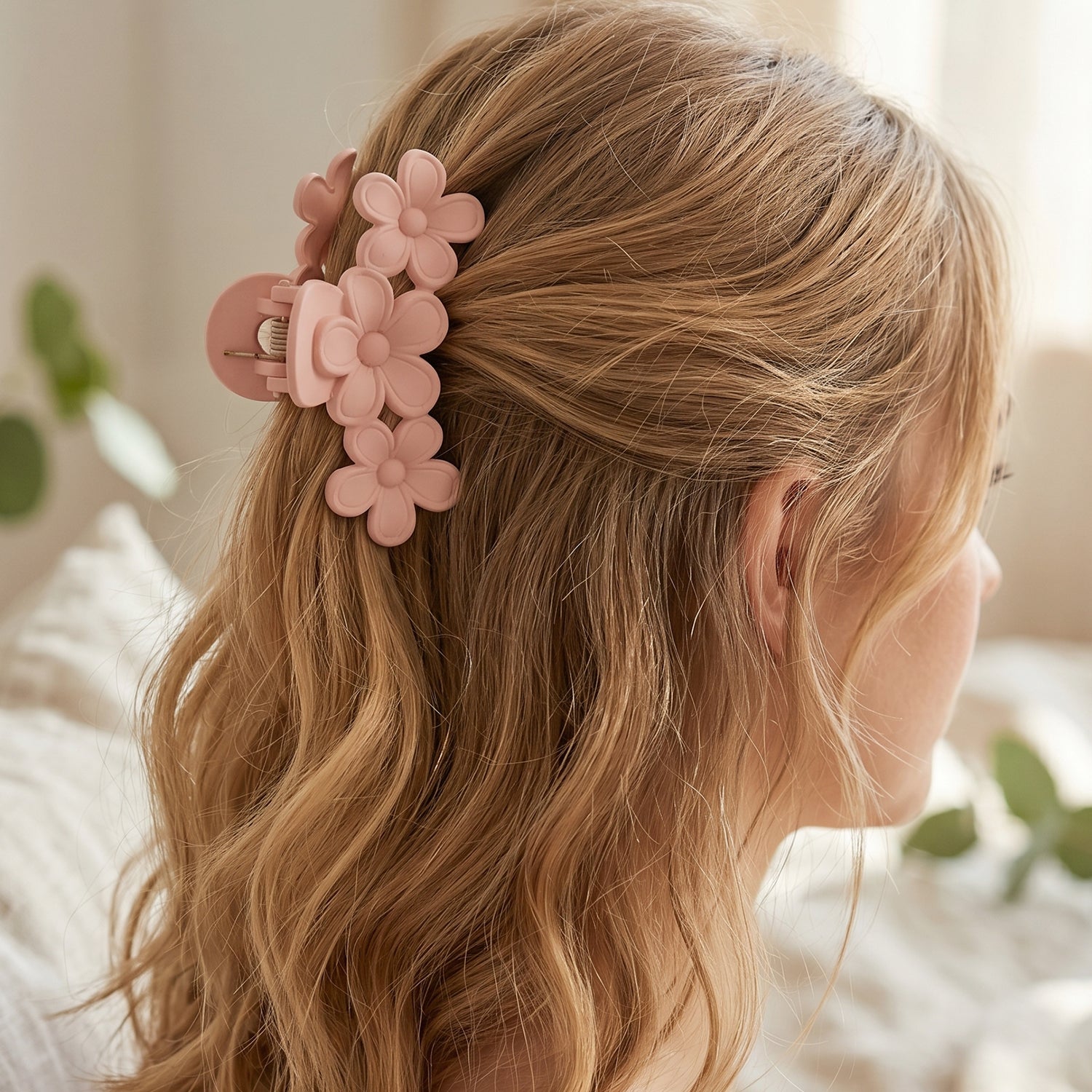 Large Plastic Hair Clip Elegant Flower Design for Women - Detail View 8