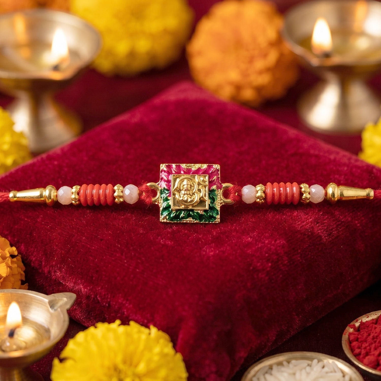 ALVENZA Ganesha Rakhi, Elegant Designer Thread for Raksha Bandhan