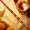 ALVENZA Multicolor Beaded Rakhi – Festive Stone Detail & Red Thread