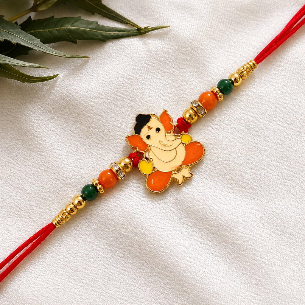 ALVENZA Lord Ganesha Beads Rakhi – Stylish Traditional Thread for Bhai
