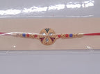 ALVENZA Floral Rakhi with Mirror Work - Stylish Colorful Beads on Red Thread