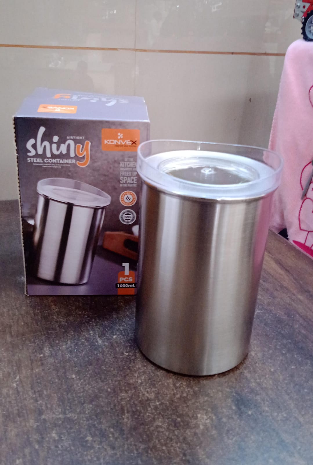 Stainless Steel Airtight Container 1000 ML with Lid | Konvex - Detail View 7