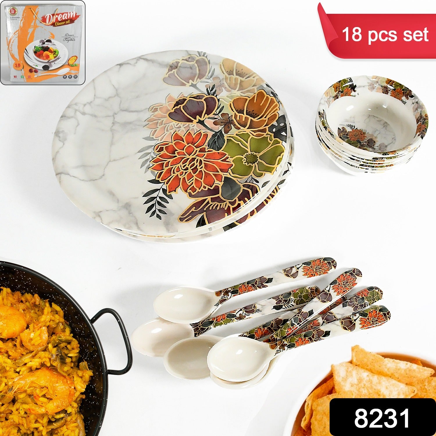 ALVENZA Plastic Dinner Set – 18-Piece Microwave & Dishwasher Safe | Jiaqi
