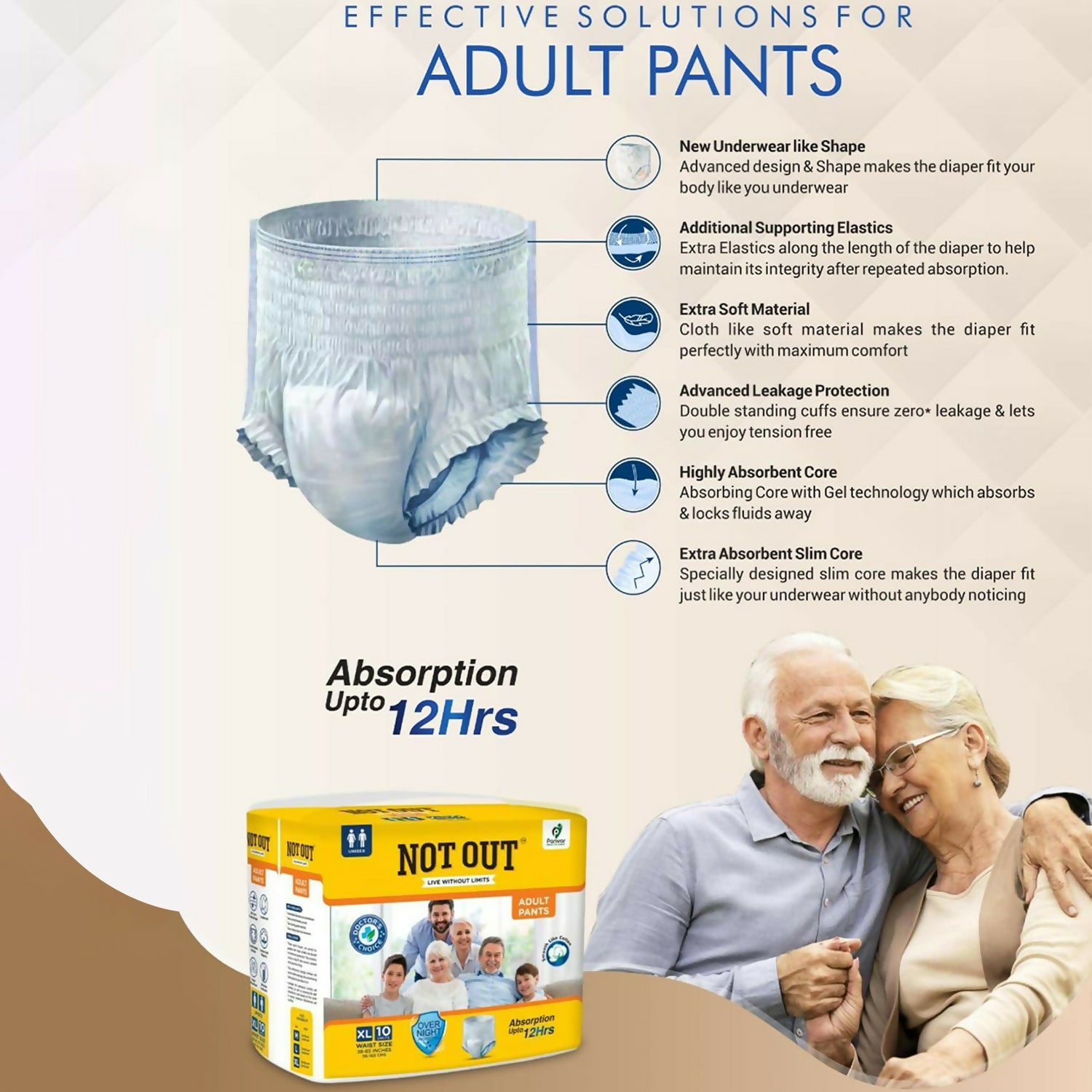 Adult Pull-Up Diaper Pants – 10-Hour Leak & Antibacterial Protection