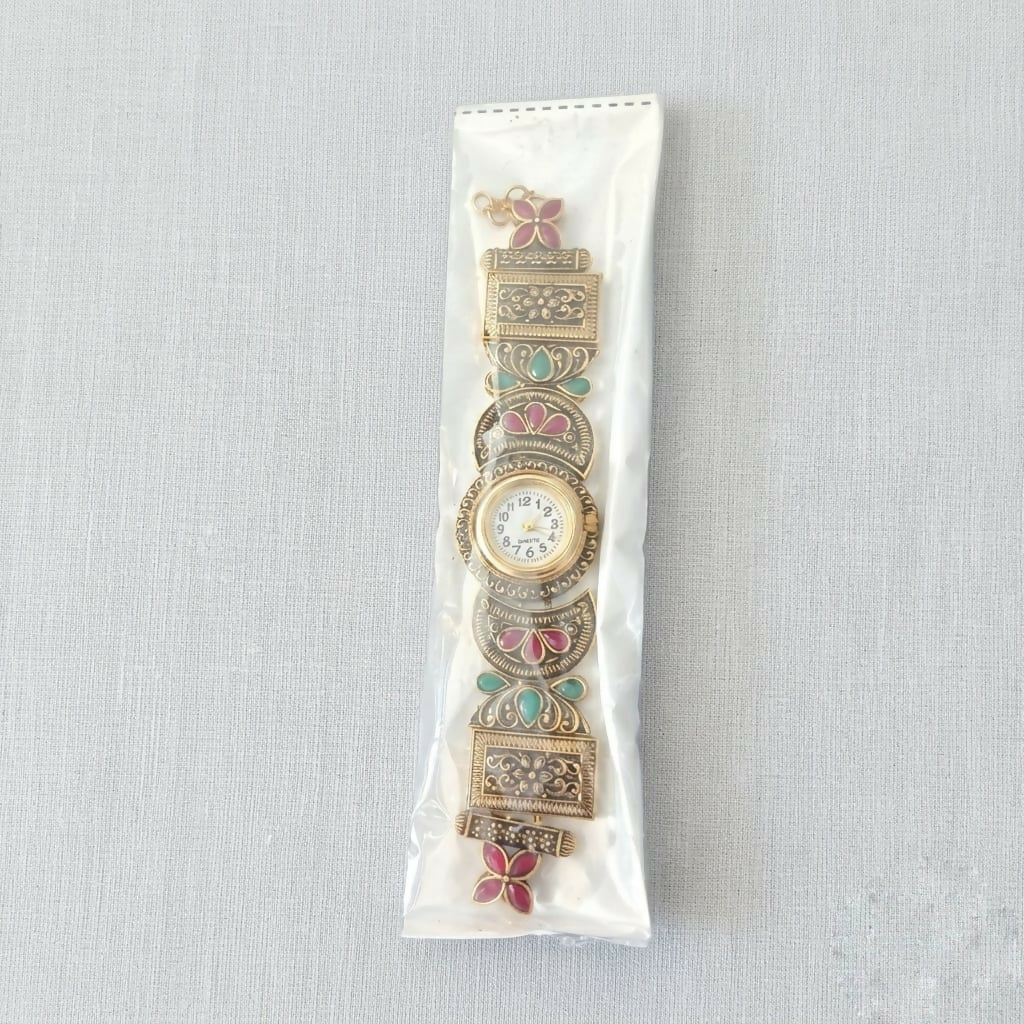 Rajwadi Antique Gold Plated Ethnic Bracelet Watch for Women