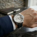 Men's Silver Chronograph Watch – Elegant Multi-Dial Design for Style