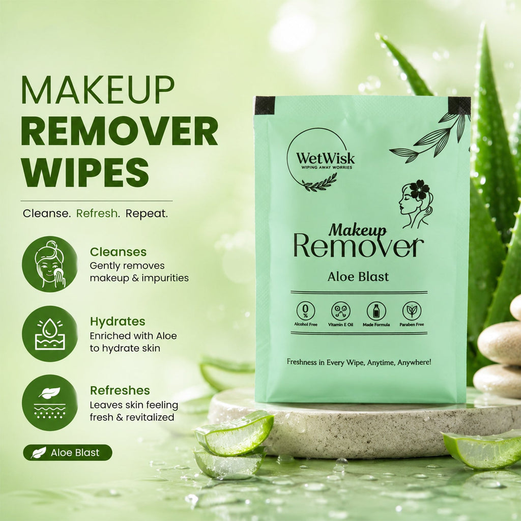 Makeup Remover Wet Wipes Gentle & Travel-Friendly Facial Cleansing - Front View