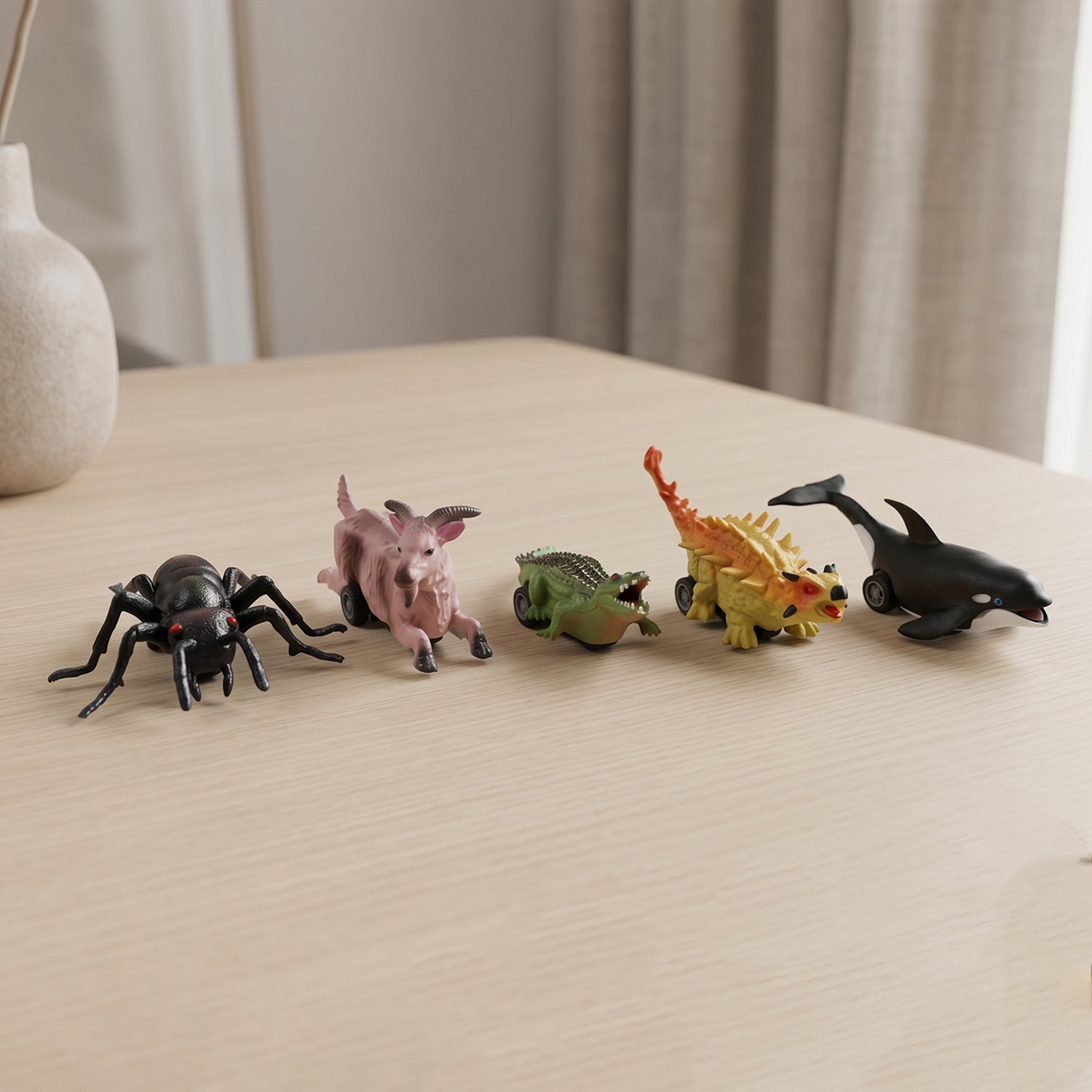 Kids Animal Pull Back Toy Fun Rolling Motion & Imaginative Play - Detail View 6